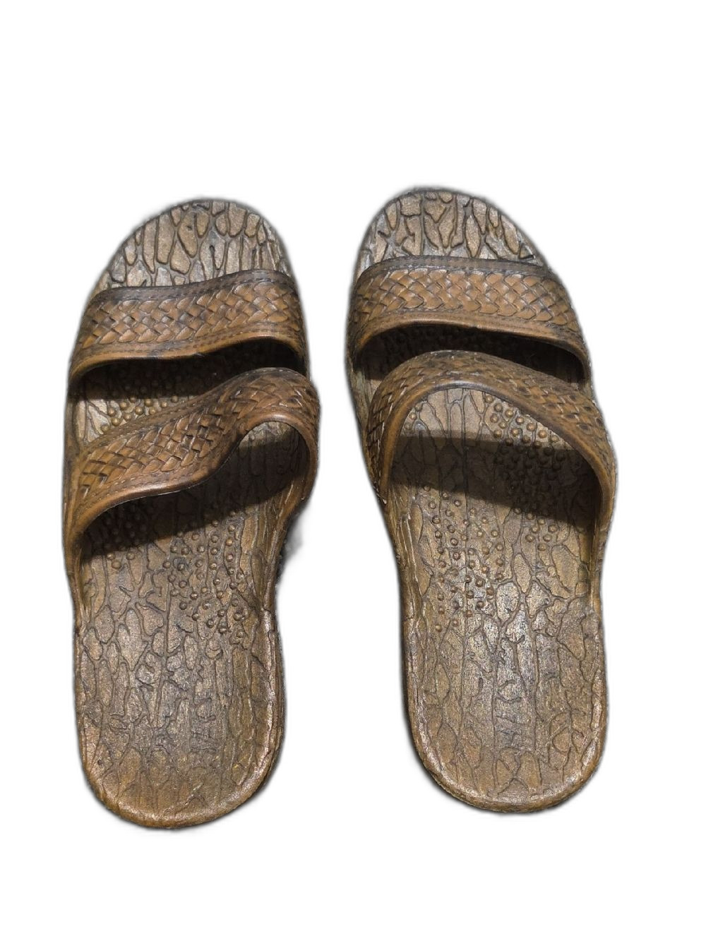Pali Hawaii Brown Woven Double-Strap Slide Sandals